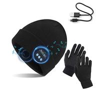 TAGVO Bonnet Bluetooth V5.0 avec Gants tactiles, Hiver Chaud tricoté sans Fil Bluetooth Casque Musique Chapeau pour la Course à Pied, randonnée, Cadeau de Noël