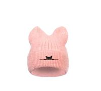 TAGVO Bonnet Tricoté Femme Homme avec Oreilles de Chat Bonnet d’Hiver Chaud Brodé Chapeau Mignon
