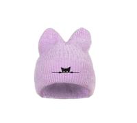 TAGVO Bonnet Tricoté Femme Homme avec Oreilles de Chat Bonnet d’Hiver Chaud Brodé Chapeau Mignon