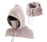 TAGVO Bonnets et Écharpes Tricotés d'Hiver, Écharpe à Capuche 3 en 1 Chaude, Cagoule Pull-Over en Une Pièce, Masque Coupe-Vent Réglable pour Visage et Cou, Accessoires Extérieurs pour Hommes et Femmes