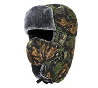 TAGVO Chapka Camouflage de Trappeur Bombardier, Chapeau de Cavalier Oreille Chaude Avec Masque Coupe-Vent, Ushanka Unisexe Pour Ski en Plein Air