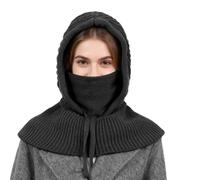 TAGVO Chaud Ensemble Bonnet Écharpe et Masque Hiver, 3 en 1 Tricotés Cagoule Masque Facial avec Cache-Cou Doux Écharpe à Capuche Unisexe, Réglable Masque Coupe-Vent pour Visage et Cou