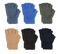 TAGVO Chauds Gants Demi-Doigts 6 Paires, Gants et Moufles Fille pour Enfants de 5 à 13 Ans,Tricotés Gants Enfants Filles Garçons et Moufles pour École Trajet Jeu en Plein Air