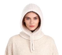 TAGVO Écharpe Capuche Tricotée 2-en-1 Hiver, Cagoule Thermique Cache-Cou Chaud pour Homme & Femme, Bonnet Tricoté Coupe-Vent avec Cordon Ajustable