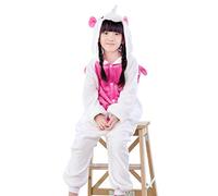 TAGVO Enfant Pyjamas Animal en Flanelle Ensemble Hiver Grenouillère Garçons Filles Cosplay Déguisement Combinaison Vêtements De Nuit Unisexe Chic Costume Noël Fête Chaud Onesie Rose Licorne -130