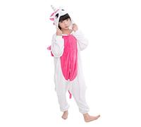 TAGVO Enfant Pyjamas Animal en Flanelle Ensemble Hiver Grenouillère Garçons Filles Cosplay Déguisement Combinaison Vêtements De Nuit Unisexe Chic Costume Noël Fête Chaud Onesie Rose Licorne -130
