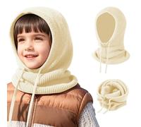 TAGVO Enfants Cagoule 2 en 1 avec Écharpe à Capuche, Coupe-Vent Balaclava Tricoté Écharpe Pull-Over Douce d'hiver, Bonnet et Écharpe en Une Pièce Chaud Chapeau Protège-Cou pour Filles Garçon 4-12 Ans