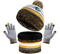 TAGVO Ensemble de bonnet, écharpe, gants 3 en 1 pour enfants - En polaire épaisse - Bonnet en tricot thermique - Pour enfants de 3 à 6 ans - Accessoires d'hiver