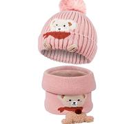 TAGVO Ensemble Hiver Chaud Bonnet Écharpe pour Enfants - Épaissir Doublé Polaire Thermique avec Cache-Cou - Pour Garçons et Filles 3-6 Ans