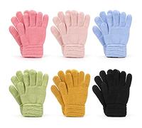 TAGVO Gants Chauds 6 Paires, Hiver Enfants Garçons Filles Epais Thermique Doublé Tricotés Gants et Moufles, Magiques pour Enfants de 5 à 13 Ans pour Jouer en Plein Air