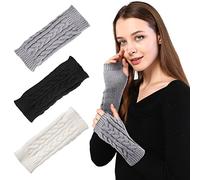 TAGVO Gants de Poignet Sans Doigts, Bras chaud mitaine d'hiver femmes, Sans Doigts Chaud Poignet Main Bras Mitaines Tricotés Mitaines Gants Femme pour Chauffe-Poignets