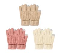 TAGVO Gants Extensibles en Tricot Enfant, 3 Paires Gants et Moufles Bebe Hiver Enfants Garçons Filles, Gants Tricotées pour Enfant Moufles épais d'hiver Âgées de 2 à 5 Ans