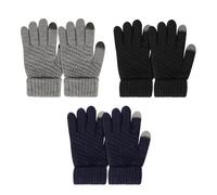 TAGVO Gants Extensibles en Tricot Enfant, 3 Paires Gants et Moufles Bebe Hiver Enfants Garçons Filles, Gants Tricotées pour Enfant Moufles épais d'hiver Âgées de 2 à 5 Ans