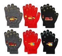 TAGVO Gants Magiques Chauds pour Enfants 6 Paires, Gants Extensibles Magiques pour Enfants, Tricot Extensible pour un Usage Quotidien d'Hiver, Coupe Colorée Garçons Filles Âgées de 5 à 13 Ans