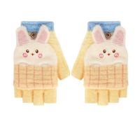 TAGVO Gants sans Doigts d'Hiver Pour Enfants 7 à 13 Ans, Convertibles Gants Demi-Doigt Gants Magiques Chauds en Polaire Douce, Gants à Rabat Tricotés Gants à Double Usage Elastique Pour Fille