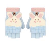 TAGVO Gants sans Doigts d'Hiver Pour Enfants 7 à 13 Ans, Convertibles Gants Demi-Doigt Gants Magiques Chauds en Polaire Douce, Gants à Rabat Tricotés Gants à Double Usage Elastique Pour Fille