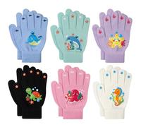 TAGVO Gants Tricotés d'Hiver Pour Enfants 5 à 10 Ans, Adorables Gants Magique de Cyclisme de Ski Cartoon Océan Élasticité Thermique Coupe-Vent pour Filles et Garçons