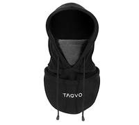 TAGVO Hiver Cagoule en Polaire Thermique, Multifonction Chaud Capuche Réglable Chapeau de Ski Couvre-Visage Masque Facial Cache-Cou Neck Gaiter pour la Course Ski Cyclisme - Homme Femme Noir-Gris