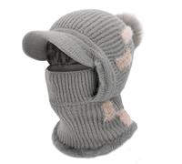 TAGVO Hiver Chaud Tricoté Bonnet Et Ensembles, Multifonction Bonnet Tricoté Thermique De Cache-Cou, 3 en 1 Chapeau en Polaire Douce et Chaude, Cagoule Coupe-Vent Balaclava Masque De Ski pour Femmes