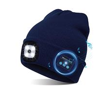 TAGVO LED Bluetooth 5.0 Bonnet Chapeau, Haut-Parleur Stéréo Intégré et Micro, Hiver Chaud Tricoté Eclairage sans Fil Bluetooth Casque Musique Chapeau pour la Course à Pied, randonnée, Cadeau de Noël