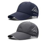 TAGVO Lot de 2 Casquette de Baseball Unisexe, Casquette de Running Sport à Séchage Rapide, Chapeau de Baseball Anti-UV Réglable Respirant Ultralégère et Pliable, Casquette de Golf pour Homme Femme