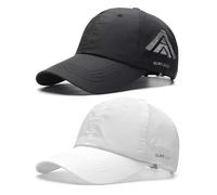 TAGVO Lot de 2 Casquette de Baseball Unisexe, Casquette de Running Sport à Séchage Rapide, Chapeau de Baseball Anti-UV Réglable Respirant Ultralégère et Pliable, Casquette de Golf pour Homme Femme