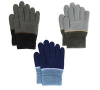 TAGVO Lot de 3 paires de gants tricotés chauds et résistants au vent pour enfants - Pour l'extérieur (4-7 ans)