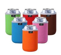 TAGVO Lot de 6 housses isothermes pour canettes de bière - Faciles à enfiler - Couleurs assorties, lavables en machine, durables, en néoprène avec bords cousus