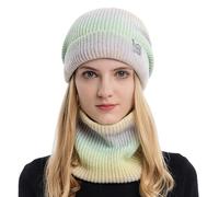TAGVO Tricotés Ensemble d'hiver Bonnet Chapeau Écharpe Doublure Molleton Doux Bonnet tricoté Chaud Cache-Cou Extensible pour Femme