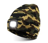 TAGVO USB Rechargeable 8 LED Bonnet Chapeau, Lumineux Casquette éclairage et Clignotant Alarme LED Mains Libre Lampe de Lampe Frontale Tricoté Bonnet Unisex Hiver Chaud Sport Knit Cap Chapeau