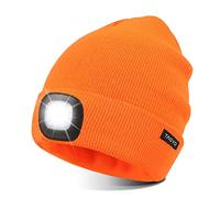 TAGVO USB Rechargeable 8 LED Bonnet Chapeau, Lumineux Casquette éclairage et Clignotant Alarme LED Mains Libre Lampe de Lampe Frontale Tricoté Bonnet Unisex Hiver Chaud Sport Knit Cap Chapeau