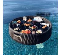 TAHALI Plateau Flottant Piscine Rotin, Flottant Rotin, Piscine Plateaux Flottants dans La Piscine pour Servir des Boissons, Un Brunch Et De La Nourriture sur l'eau,60 * 60 * 20-Black