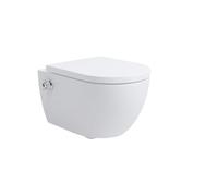 Taharet WC douche sans rebord avec chasse Tornado, robinet mélangeur thermostatique, raccord eau chaude/froide, siège à fermeture douce, revêtement nano, collection Soho