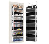 TAHAVICE Organiseur de rangement à suspendre à la porte avec 5 poches transparentes pour fenêtre, garde-manger, chambre d'enfant, salle de bain, chambre à coucher (gris, 1 pièce)