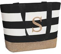 TAHAVICE Sac personnalisé, sac de plage pour femmes avec fermeture éclair, sac fourre-tout initial pour femmes grand, cadeaux personnalisés pour femmes pour copine mariée épouse collègue