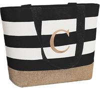 TAHAVICE Sac personnalisé, sac de plage pour femmes avec fermeture éclair, sac fourre-tout initial pour femmes grand, cadeaux personnalisés pour femmes pour copine mariée épouse collègue
