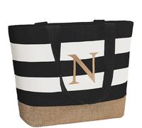 TAHAVICE Sac personnalisé, sac de plage pour femmes avec fermeture éclair, sac fourre-tout initial pour femmes grand, cadeaux personnalisés pour femmes pour copine mariée épouse collègue
