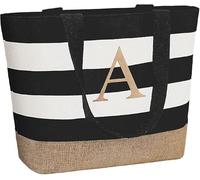 TAHAVICE Sac personnalisé, sac de plage pour femmes avec fermeture éclair, sac fourre-tout initial pour femmes grand, cadeaux personnalisés pour femmes pour copine mariée épouse collègue