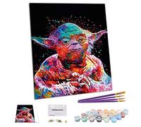 TAHEAT Bricolage Peinture à l'huile par numéro Kit, Peinture peintures Nouveau Star Wars Master Yoda Dessin avec des pinceaux 16 * 20 Pouces décorations de Noël Cadeaux sans Cadre