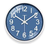 TAHEAT Horloge Murale Bleue Petite de 20 cm, Horloge à Quartz silencieuse fonctionnant à Piles, Décoration Moderne pour Cuisine, Salon, Chambre à Coucher, Salle de Bain, Bureau