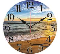 TAHEAT Horloge Murale Nautique Marine, à Pile, silencieuse sans tic-tac, 20 cm, Petite Horloge côtière de Plage et océan, décorative pour Salle de Bains, Salon, Cuisine, Chambre à Coucher