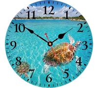 TAHEAT Horloge Murale Océan, silencieuse sans tic-tac, 20 cm, Originale Horloge à Tortue Marine, décoration de Bord de mer pour Salle de Bain, Cuisine, Chambre, Salon, Bureau