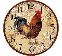 TAHEAT Horloge Murale Rustika - 34 cm - Rétro - Silencieuse - Pas de tic-tac - Facile à Lire - Fonctionne avec Piles - pour Cuisine, Salon, Chambre à Coucher, Ferme