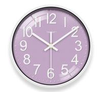 TAHEAT Horloge Murale Violette, 20 cm Petite Horloge Moderne silencieuse à Piles, décorative pour Cuisine, Salon, Chambre à Coucher, Salle de Bain, Bureau