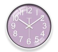 TAHEAT Horloge Murale Violette, 25 cm Horloge silencieuse à Piles, Moderne et décorative pour Cuisine, Salon, Chambre à Coucher, Salle de Bain, Bureau