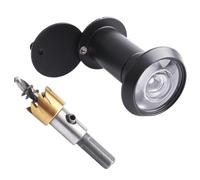 Tahikem Judas de porte, judas de porte avec kit de forets de 16 mm, convient aux portes d'entrée de 3,5 cm à 5,3 cm, grand angle de 200 degrés, protection de l'intimité inversée - Noir mat