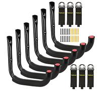 Tahikem Lot de 6 crochets muraux pour garage,17.8 cm,Grand crochet mural,Crochet de rangement utilitaire,Crochet de câble,Crochet de garage robuste, un câble,Crochets en J noirs