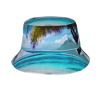 Tahiti Chapeau de soleil pour homme et femme - Chapeau boonie pliable pour la pêche et la randonnée - Noir, noir, taille unique