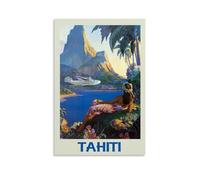Tahiti Décoration murale moderne ultra transparente - Décoration artistique exquise pour bureau, salon et chambre - Style sans cadre - 40 x 60 cm