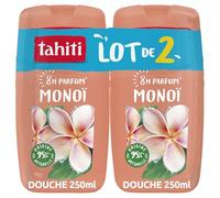 Tahiti, Gel Douche Monoi Frangipanier, Parfum Exotique, Lot de 2 x 250 ml | Crème de douche hydratante, Senteur envoûtante de fleur de frangipanier et monoï durable 8h, Ph neutre pour la peau
